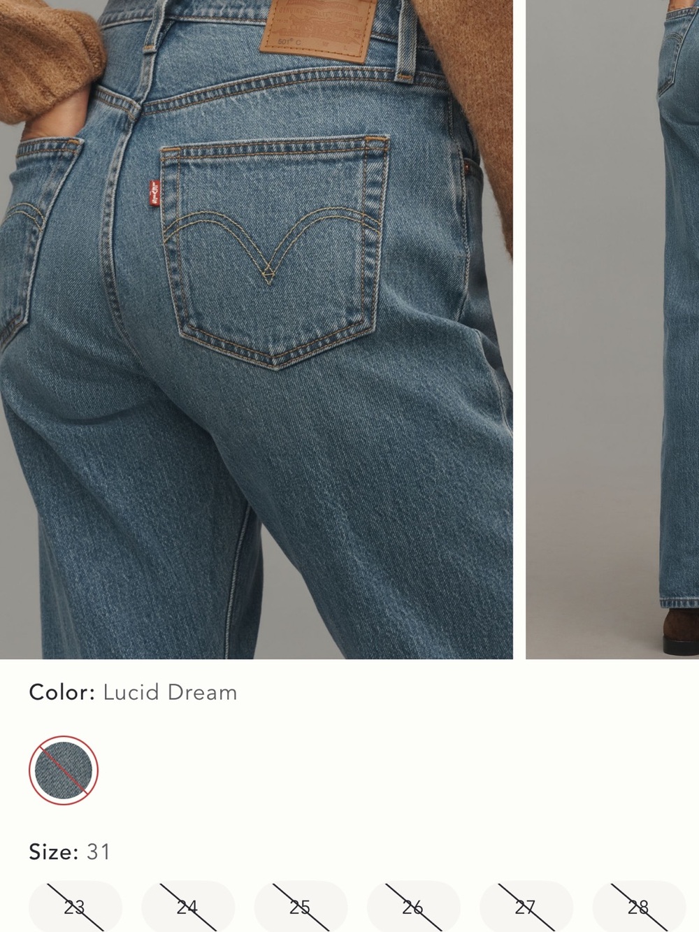 NWT Anthropologie Levi’s 501 Curve High-Rise Button Fly Jeans size 31